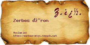 Zerbes Áron névjegykártya